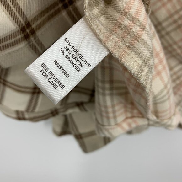 Cato Shirt Plaid Button Down Long Sleeve Tunic Top Brown - Picture 6 of 11